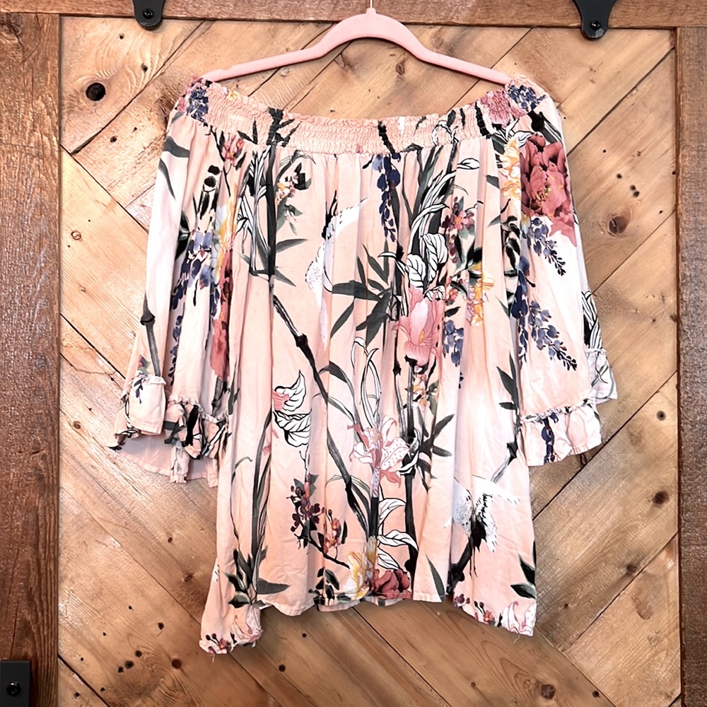 Off shoulder bell sleeved blouse